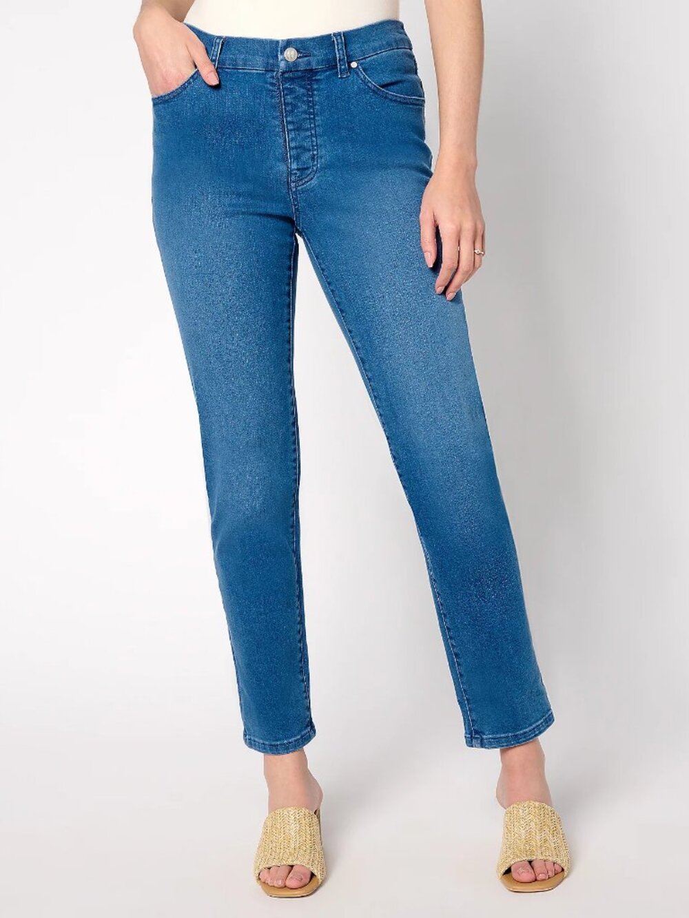 Women with Control Contour Curves Tall Indigo Wash Denim Pants, Sz 12T a679594
